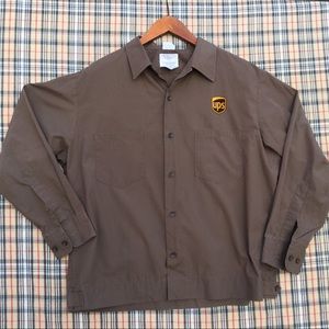 UPS Work Delivery Button Down Shirt Brown Long Sleeve size L